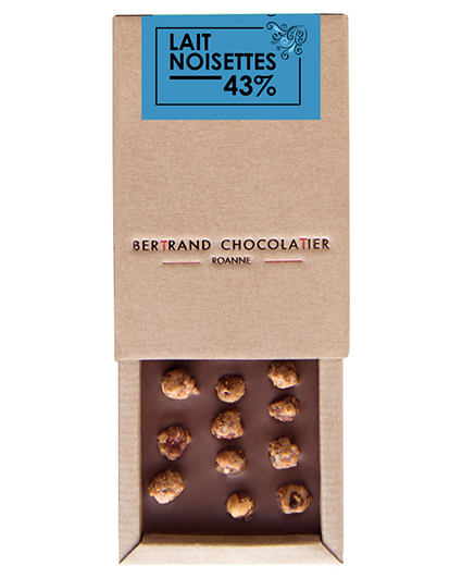 Tablette chocolat lait noisettes - Bertrand Chocolatier