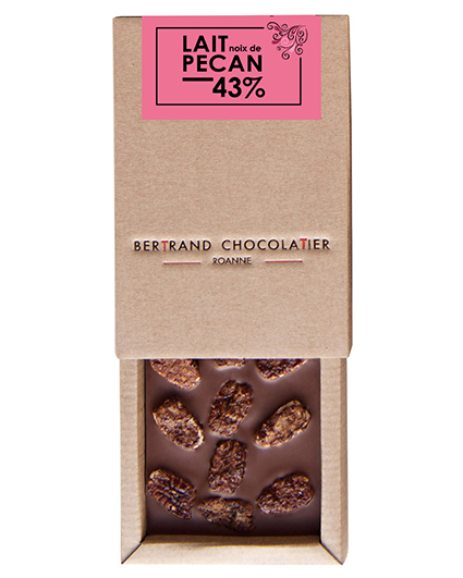 Tablette chocolat lait pécan - Bertrand Chocolatier