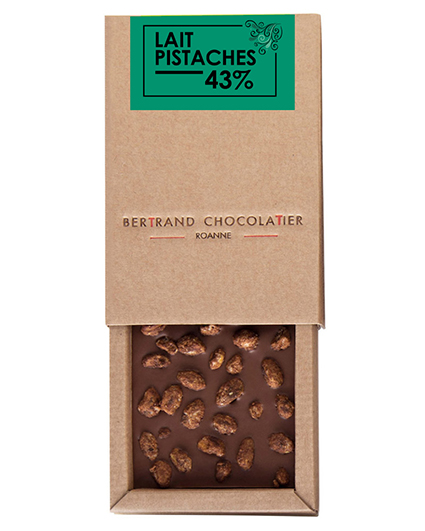 Tablette chocolat lait pistaches - Bertrand Chocolatier