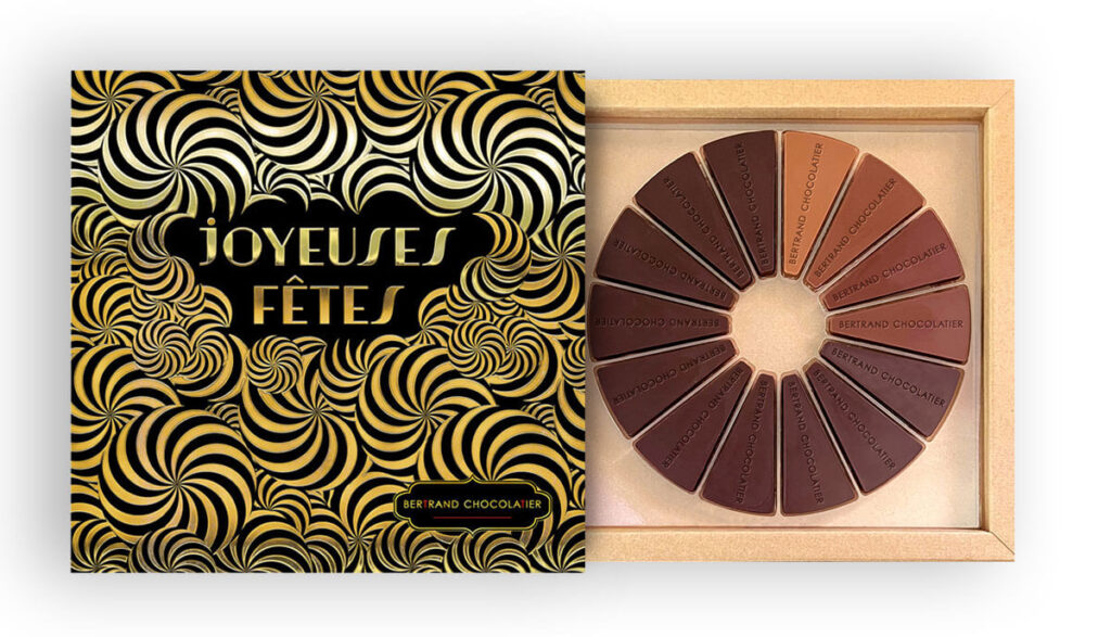 Roue de dégustation avec coffret Joyeuses Fêtes noir